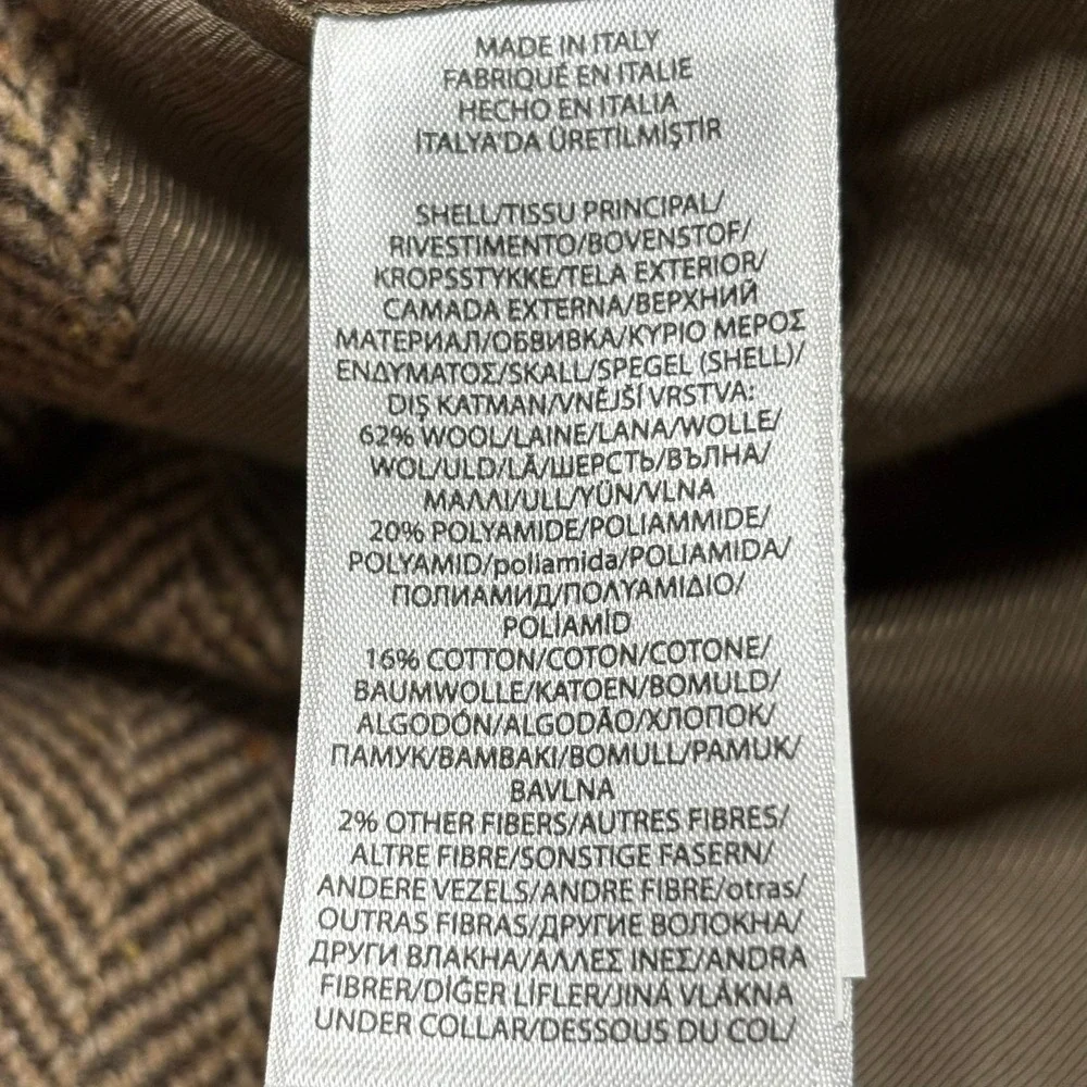 Polo Ralph Lauren Herringbone Sport Coat Mens 46R Brown Wool Blazer Italy NWT